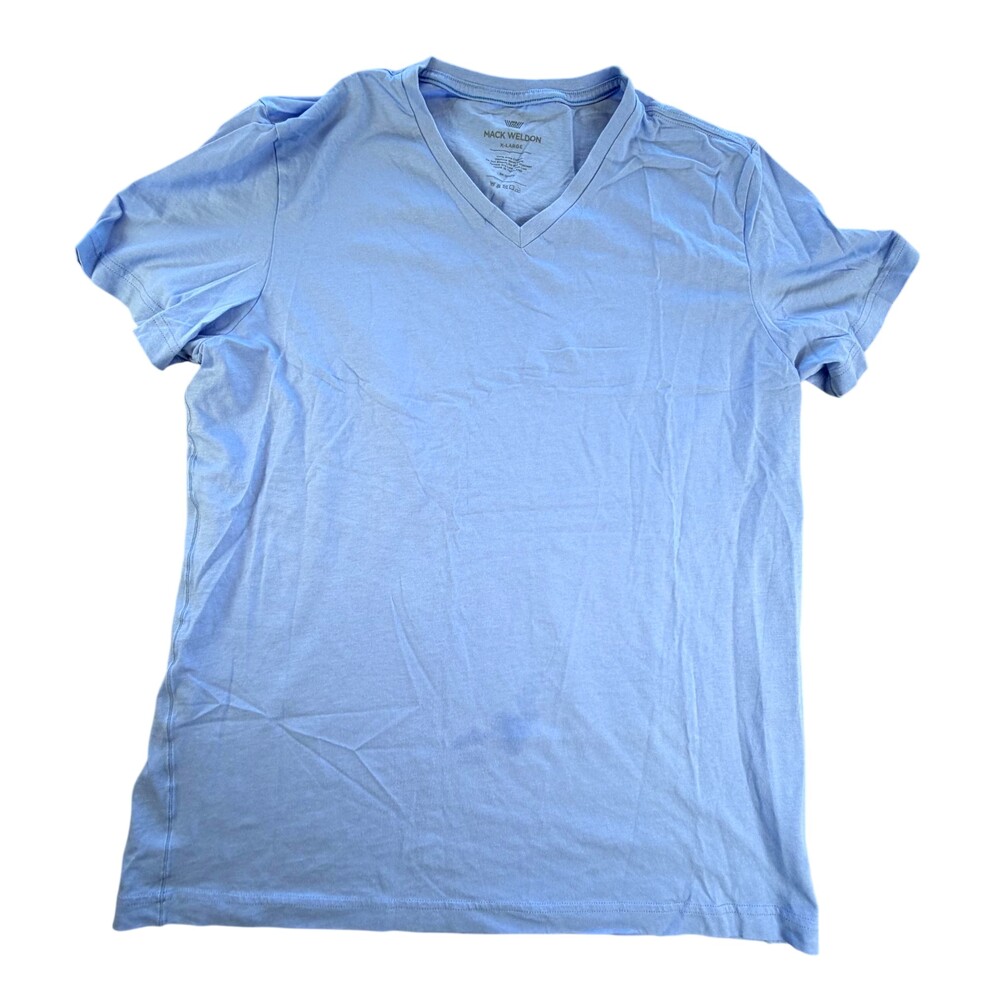 Mack Weldon Shirt Mens XL Blue 100% Pima Cotton V Neck Basic Tee Tagless Soft